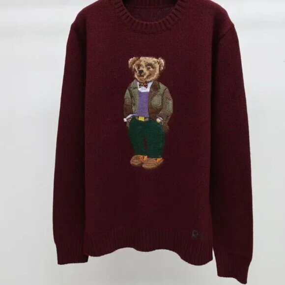 Polo Ralph Lauren Sweaters - Polo by Ralph Lauren Maroon Bear Crewneck Sweater